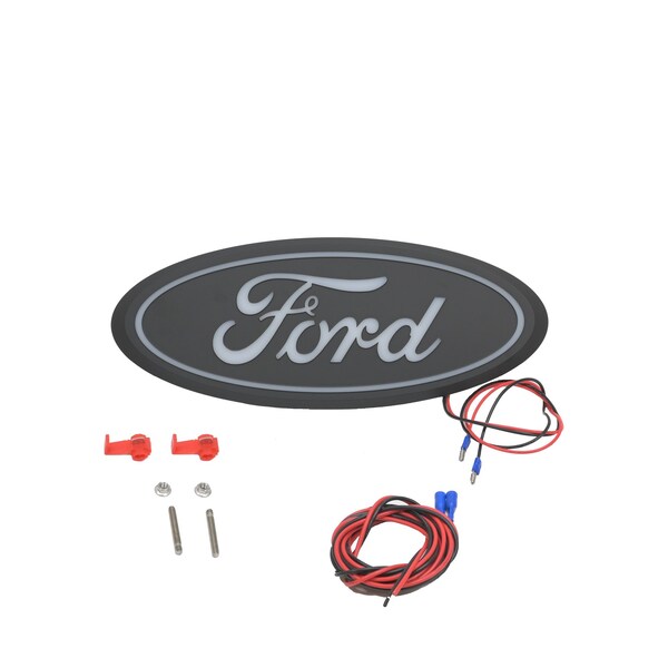 Putco Emblems, Licensed FORD Logo; Grille; White; Matte Black; IP69K Rated; Oval Shape; With Plug And 92803 - main