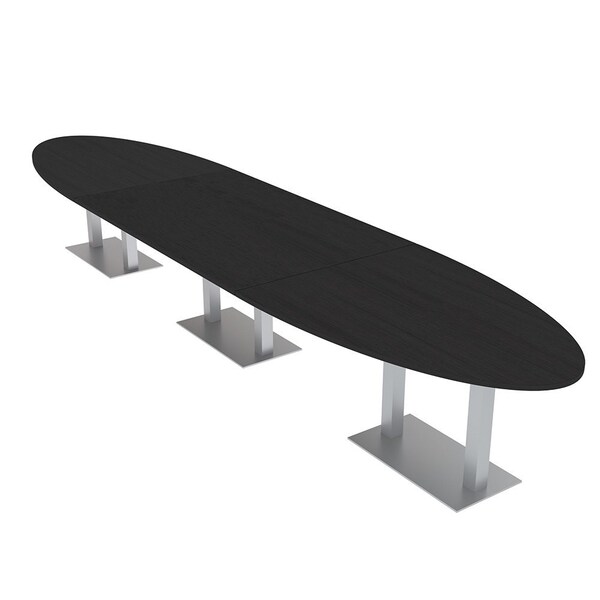 Skutchi Designs Oval Conference Table With Power Unit, 48 in W, 216 in L, Black HAR-OVL-48X216-DOU-U999ST19-NA - main
