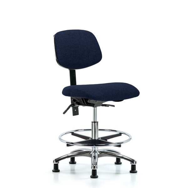 Blue Ridge Ergonomics Chair, Fabric, Med Bench, Chr CF Glides, Nav, No Arms, 22" to 29" Height, Dark Blue BR-FMBCH-CR-T0-A0-CF-RG-F45 - main