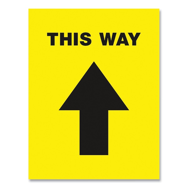 Avery Social Distancing Floor Decals, 8.5 x 11, This Way, Yellow Face, Black Graphics, 5PK 83022 - main
