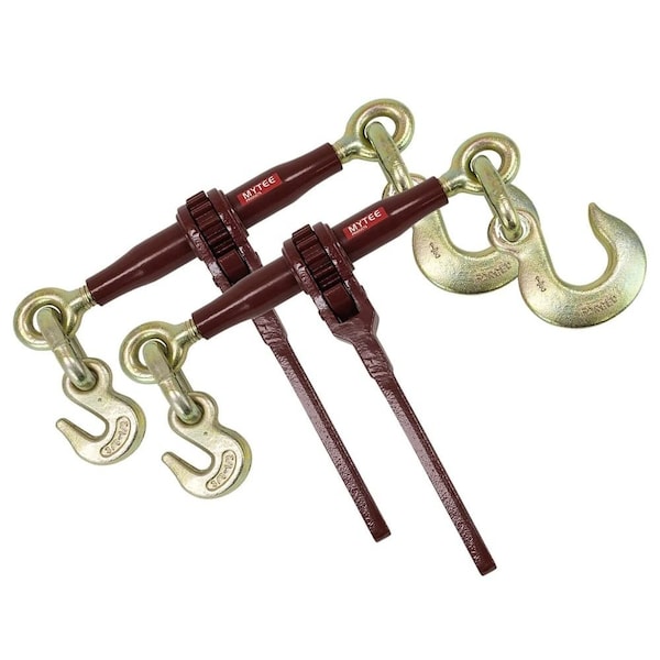 Mytee Products Heavy Duty Ratchet Load Chain Binder w/ 1/2in Grab Hook & 1/2in Slip Hook, 2PK CBRS38-12SHx2 - main