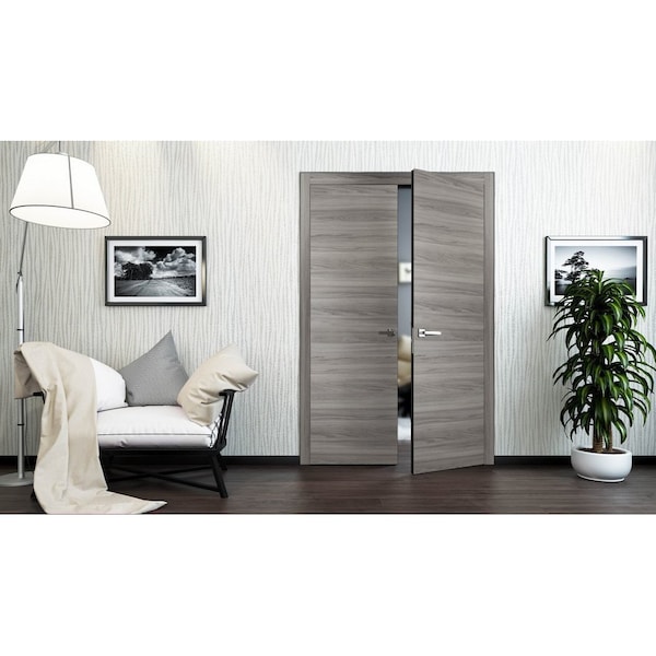 Sartodoors Solid French Double Doors, Planum 0010 Ginger Ash, Wood Solid Panel Frame Trims, Closet Bedroom-48" PLANUM0010DD-GA-4884 - main