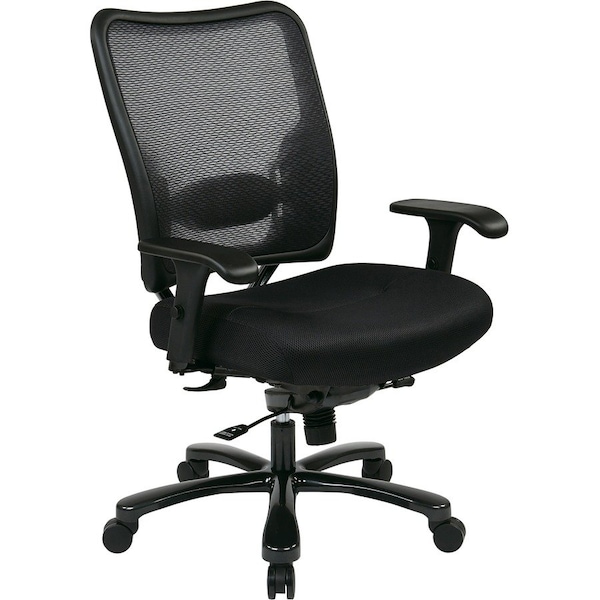 Office Star Big and Tall Chair Desk Chair, Adjustable Arms, 19-7/8" to 22-5/8" Height, Mesh, Black 75-37A773 - main