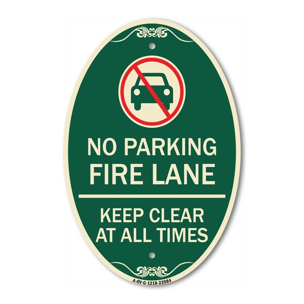 Signmission Fire Lane Keep Clear at All Times with Graphi, 12 In X 18 In Architectural, Heavy Gauge Aluminum A-OV-G-1218-23984 - main