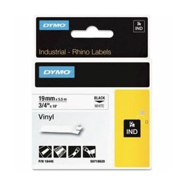 Dymo Label Tape Cartridge, Black/White, Labels/Roll: Continuous 18445 - main