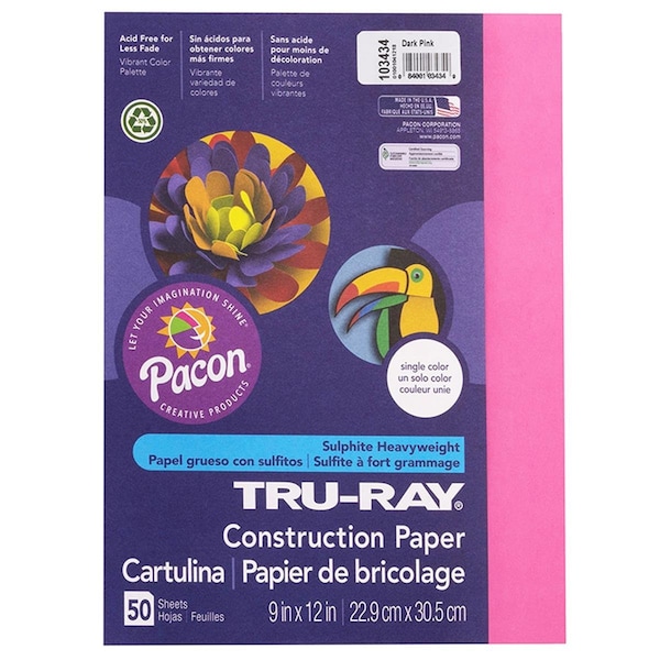 Pacon Pacon Tru-ray Fade Resstnt Constrct Paper, Dark Pink - Pack of 5 PAC103434-5 - main