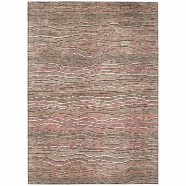 Homeroots 9' X 12' Brown And Copper Abstract Washable Indoor Outdoor Area Rug 618284 - main