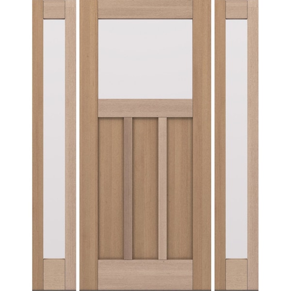 Doornmore CRF-P3G1, 65.25" x 82" ( 36" Door + 2x12" Side) Left Hand, Mahogany Top View Exterior Door CRF-P3G1-SW-3680-G101-SL_1-2_LI - main