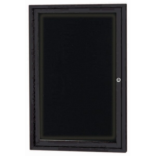 Aarco Illuminated Enclosed Letter Board Directory w/ Powder Coated Black Al Frame, 36''Hx24''W 1 Door ADC3624IBK - main