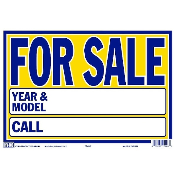Hy-Ko Neon Sign, FOR SALE, Blue Legend, Yellow Background, Plastic, 9 in H x 13 in W Dimensions, 22406 22406 - main