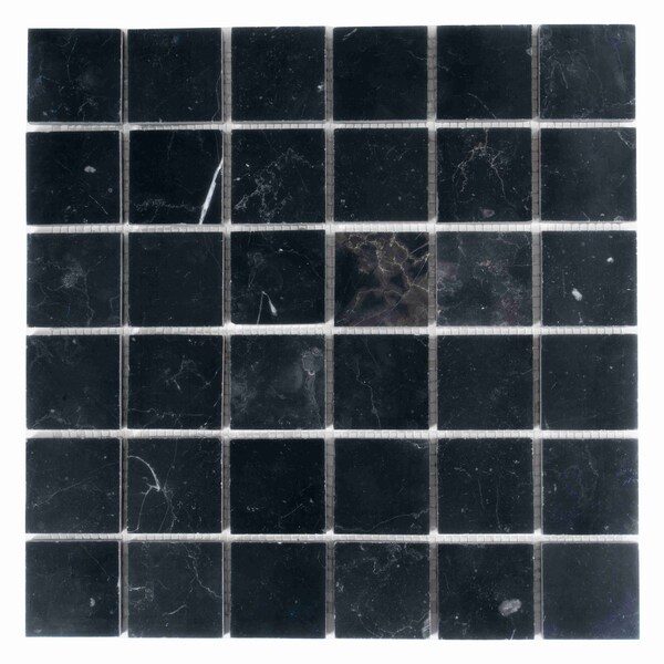 Apollo Tile Vigoro 12x12 Nero Marquina Marble Polished Black Mosaic Wall and Floor Tile, 5PK APLTRK8854A - main