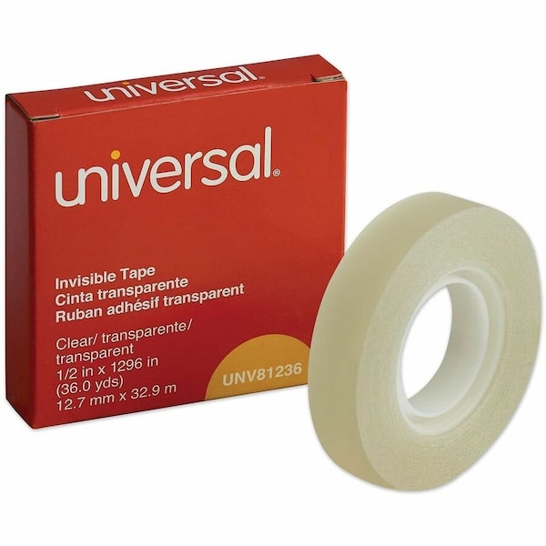 Universal Universal Invisible Tape, 1/2" x 1296", 1" Core, Clear UNV81236*** - main