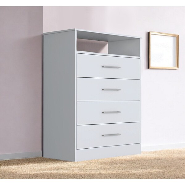 Homeroots 31" White Four Drawer Dresser With Open Shelf 544014 - main