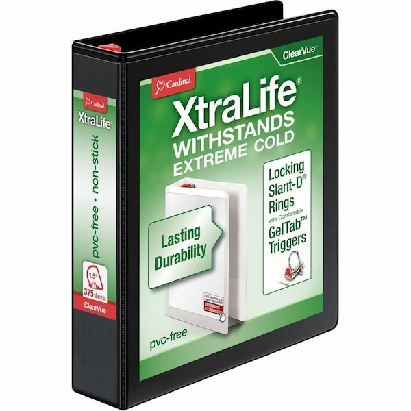 Cardinal Xtralife ClearVue Locking SlantD Binders, Black CRD26311 - main