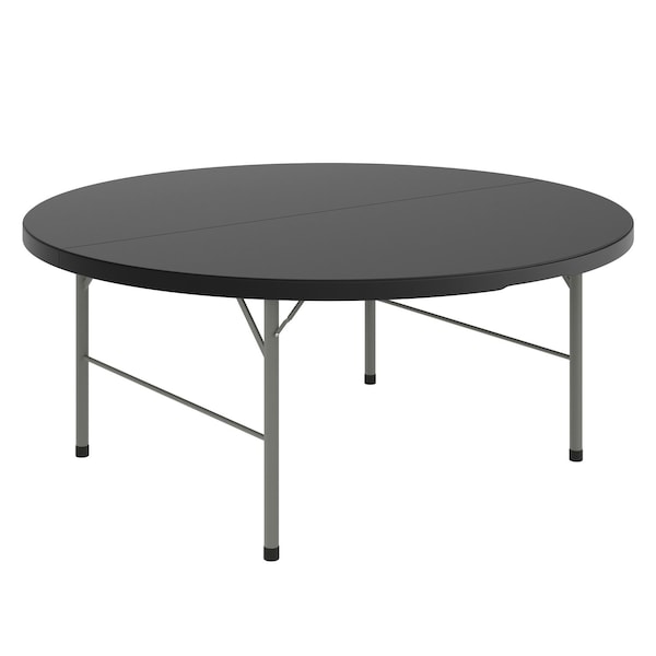 Flash Furniture Kathryn 5.89-Foot Round Bi-Fold Granite Black Plastic Banquet and Event Folding Table RB-183RFH-BK-GG - main