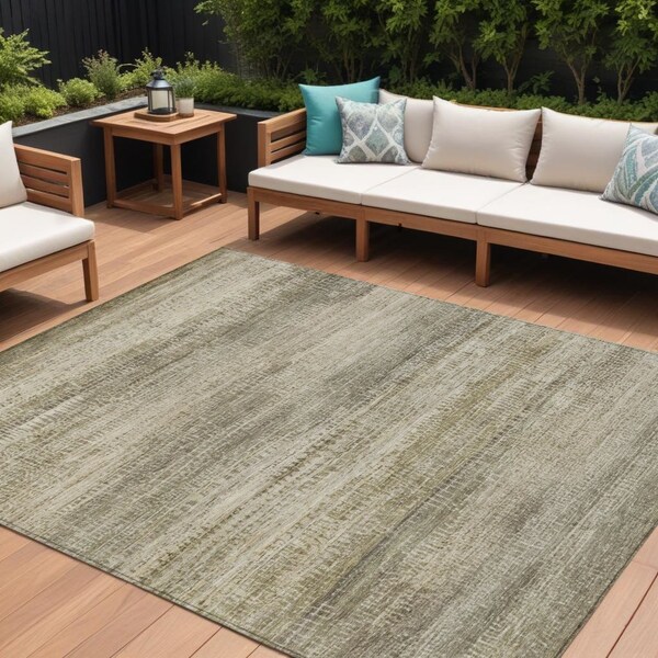 Homeroots 10' X 14' Taupe And Beige Abstract Washable Indoor Outdoor Area Rug 631124 - main