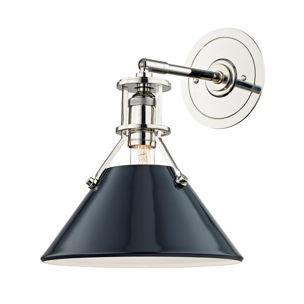 Hudson Valley Lighting Mark D. Sikes X Painted No.2 1 Lt. Wall Sconce 9.5 In. Pol. Nickel/Dark Blue MDS350-PN/DBL - main