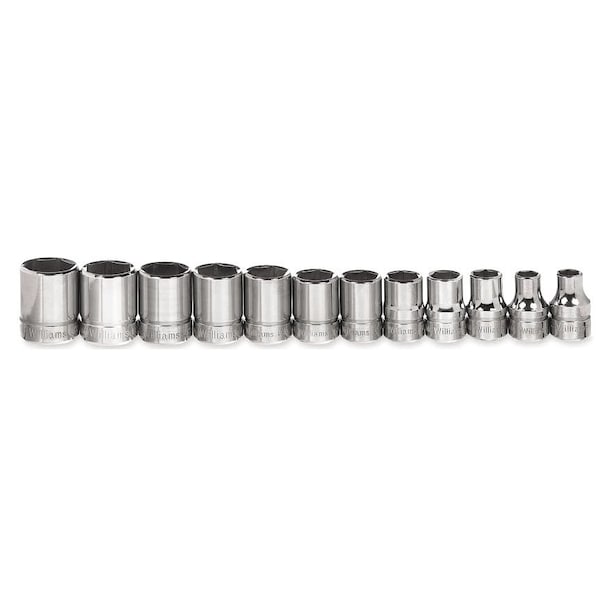 Williams Standard Socket Set, 3/8"D, 6Pt, 12pcs., JHWMSB-12HRC JHWMSB-12HRC - main