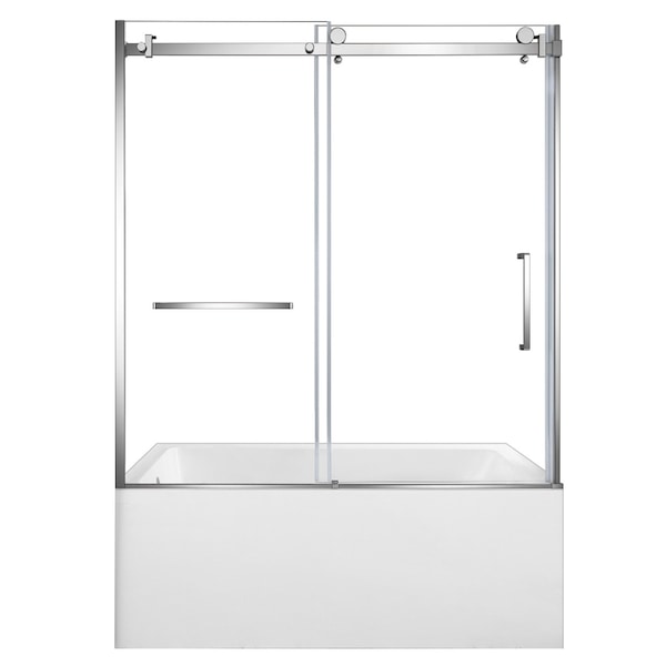 Kingston Brass 60" Acrylic Alcove Left-Hand Drain Tub with Right Sliding Tub Door, White/Polished Chrome KVTAP6032L221 - main