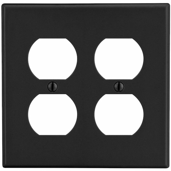 Hubbell Wiring Device-Kellems Wallplate, Mid-Size 2-Gang, 2) Duplex, Black PJ82BK - main