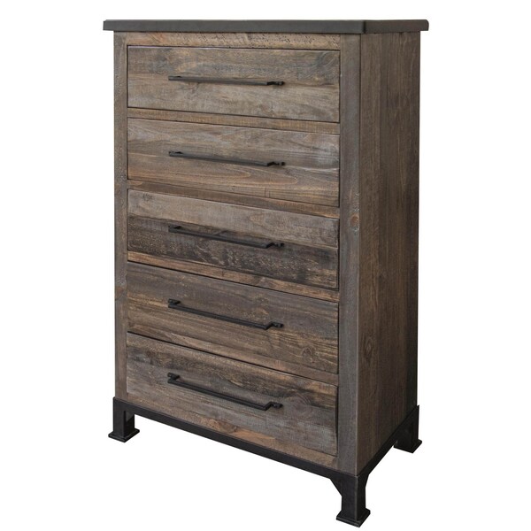 Homeroots 36" Gray Solid Wood Five Drawer Dresser 524578 - main
