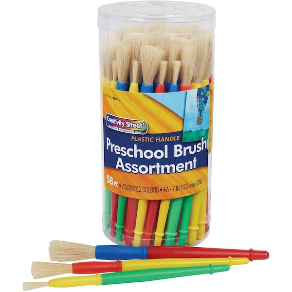 Creativity Street Preschool Brush Assortment Class Pack, Plastic, 7in Long, PK58 PAC5162 - main