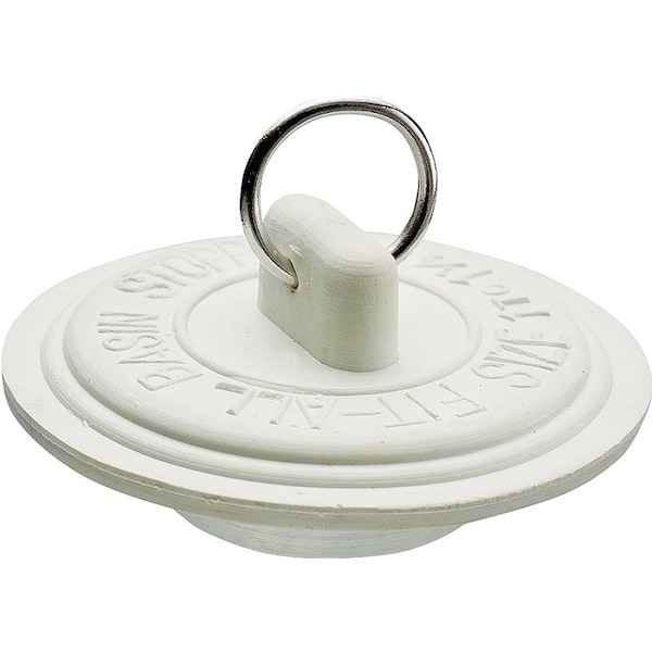 Plumb Pak Duo Fit Series Drain Stopper, Rubber, White, For: 1 to 1-3/8 in Sink PP22003 - main