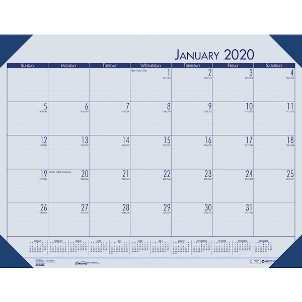 House Of Doolittle Doolittle, RECYCLED ECOTONES OCEAN BLUE MONTHLY DESK PAD CALENDAR, 22 X 17, 2021 12440 - main
