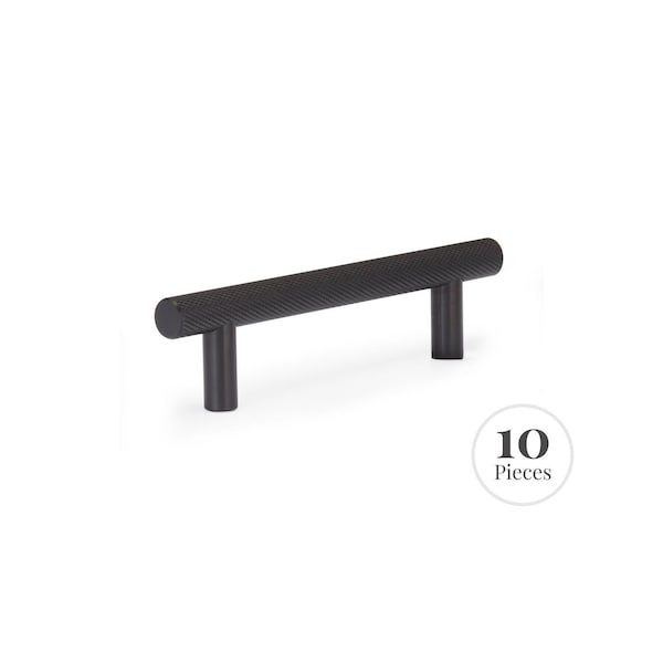 Kingston Brass 10-Pack Cabinet Knurled Pull for Bathroom, 96 mm, Matte Black RK30609MB - main