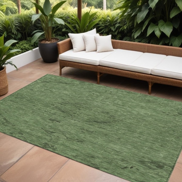 Homeroots 10' X 14' Fern Green And Dark Green Floral Washable Indoor Outdoor Area Rug 604227 - main