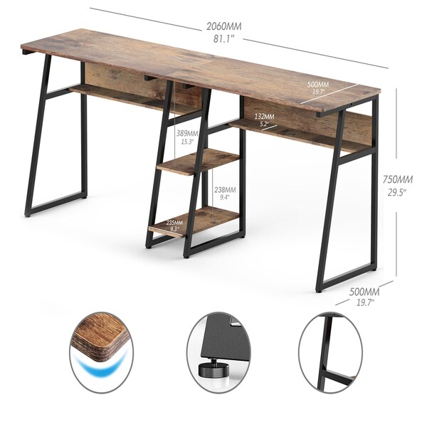 Homeroots Espresso Brown Modern Rustic Table Desk Station 473248 - main
