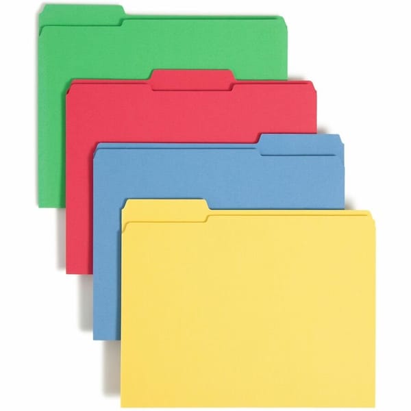 Smead Smead File Folders, 1/3 Cut, Reinforced Top Tabs, Letter, Assorted, 12/Pack 11641 - main