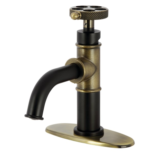 Kingston Brass One-Handle 1-Hole Bathroom Faucet with Knurled Handle, Deck Plate, and Push Pop-Up Drain KSD2823RKX - main