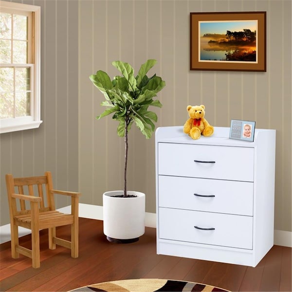 Inroom Furniture Designs 3 Drawer Chest - White, 24.4 x 15.5 x 28.5 in. B8337 - main