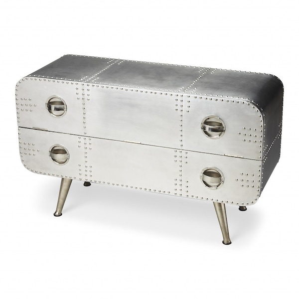Homeroots 43" Silver Metal Two Drawer Chest 389720 - main