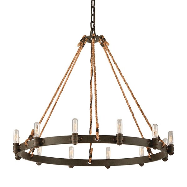 Troy Lighting Pike Place 12 Light Chandelier 32 In. Shipyard Bronze F3126 - main