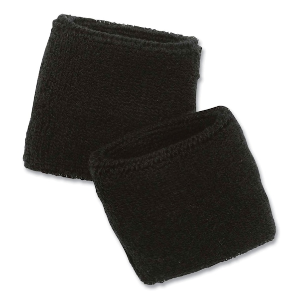 Ergodyne Chill-Its 6500 Wrist Terry Cloth Sweatband, Cotton Terry, One Size Fits Most, Black 12402 - main