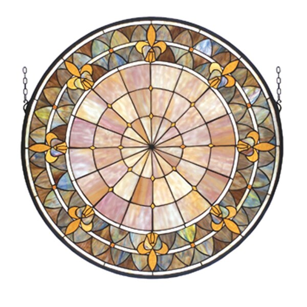 Meyda Tiffany 30 Inch W X 30 Inch H Fleur-De-Lis Medallion Window 82455 - main