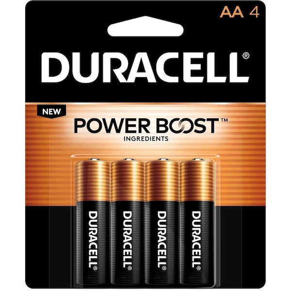 Duracell Coppertop AA Alkaline Battery, 1.5V DC, PK4 MN1500B4Z - main