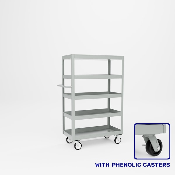 Pucel Five Shelf Heavy Duty Stock Cart, 18 in W x 36 in D x 58 3/4 in H, Light Blue L-1836-P - main