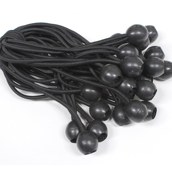 King Canopy 8in Ball Bungee Cord, Cord is 16ines Stretched and 1in Plastic Ball, 50-Piece, Black BALL-50 - main