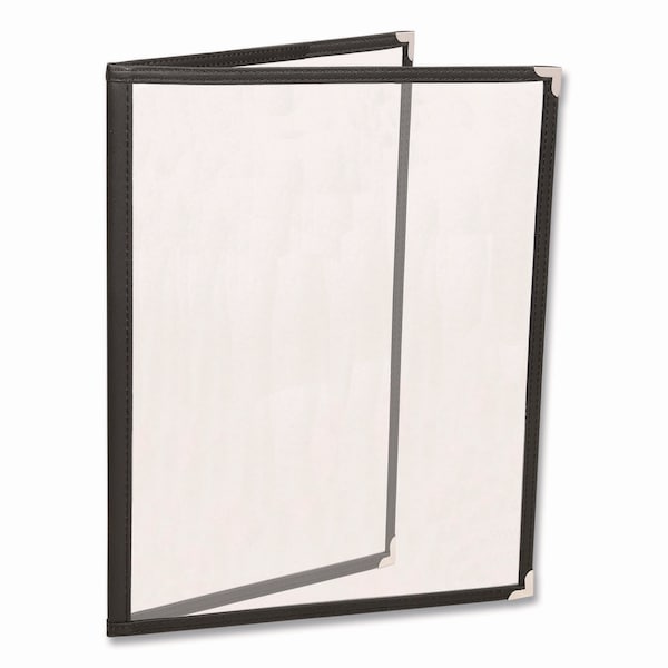 Excello Global Products Menu Holder For 8.5 x 11 Menus, Portrait Orientation 4-View, 9.6 x 11.9, Clear/Black/Silver SPLS-MENU4-1PK - main