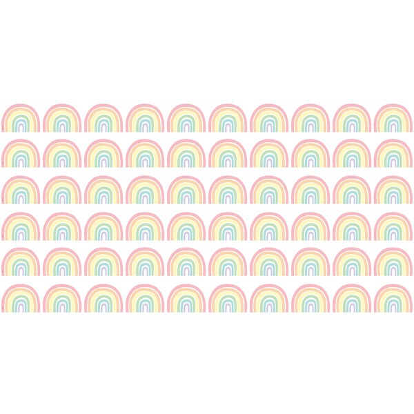 Teacher Created Resources Pastel Pop Rainbows Die-Cut Border Trim, 35 Feet Per Pack, 6PK TCR8431 - main