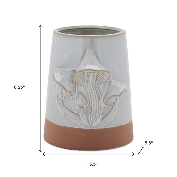 Homeroots Set of Two Brown And Gray Porcelain 1 Ounce Two Toned Pot Planters 634281 - main
