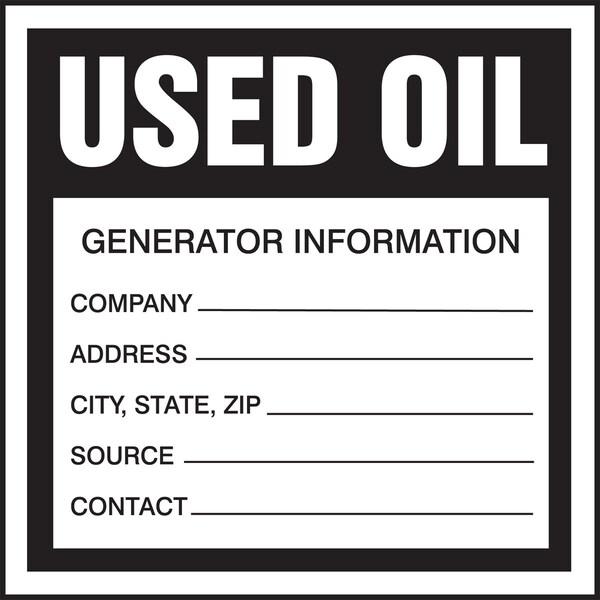 Accuform HAZARDOUS WASTE LABEL USED OIL 6 in x 6 in MHZW34PSP - main