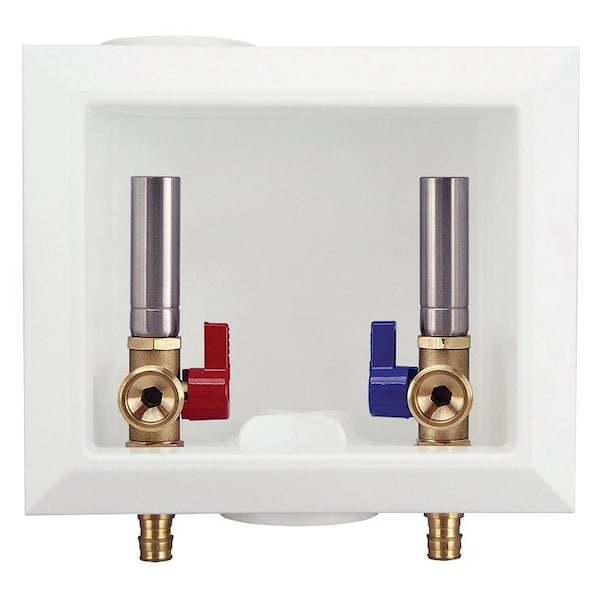 Apollo Washing Machine Outlet Box with Water Hammer Arrestors, 1/2 x 3/4 in Connection, Brass EPXBOXWMWH - main