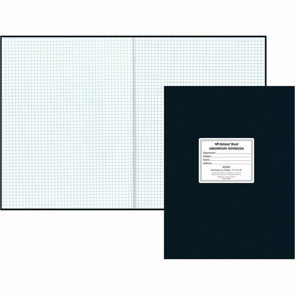 Rediform Rediform National Laboratory Notebook, 8-1/2in x 11in, Quad Ruled, Black Cover, 60 Sheets/Pad 43591 - main