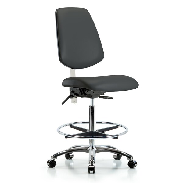 Blue Ridge Ergonomics Clean Room Chair Vin Hi Ben Chair, Med, Bk, Gry, CL100, No Arms, 26" to 35-1/2" Height, Vinyl, Charcoal BR-NCR-VHBCH-MB-CR-T0-A0-CF-CC-8605 - main