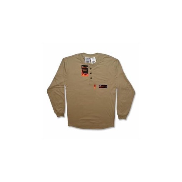 Comeaux Caps FR Treated Henley Shirts, Medium, Khaki 118-19322FR-M-KH - main