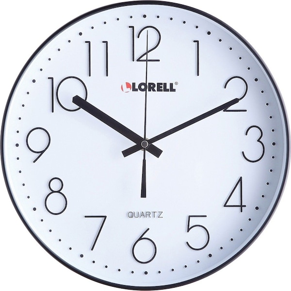 Lorell 12" Quiet Wall Clock, Black 61011 - main
